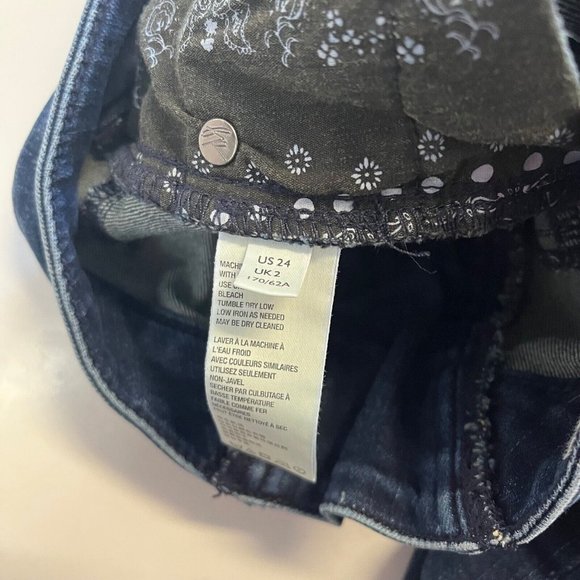 We The Free Super High Rise Lace Up Flare Jeans Size 24 Dark Wash Hippie 24x31 - Picture 7 of 13